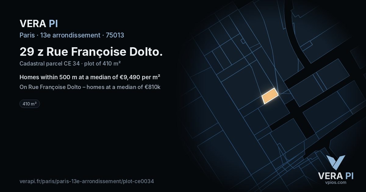 29 z Rue Françoise Dolto, 13e arrondissement at night – the plot lit, the parcels around coloured by the prices near them