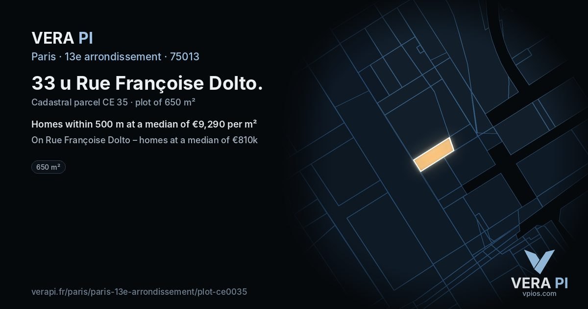 33 u Rue Françoise Dolto, 13e arrondissement at night – the plot lit, the parcels around coloured by the prices near them