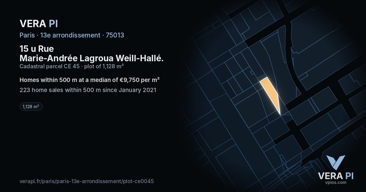 15 u Rue Marie-Andrée Lagroua Weill-Hallé, 13e arrondissement at night – the plot lit, the parcels around coloured by the prices near them
