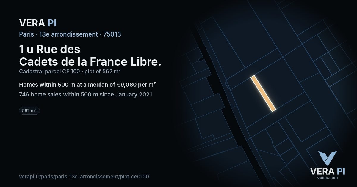 1 u Rue des Cadets de la France Libre, 13e arrondissement at night – the plot lit, the parcels around coloured by the prices near them
