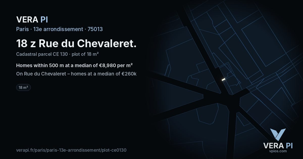 18 z Rue du Chevaleret, 13e arrondissement at night – the plot lit, the parcels around coloured by the prices near them