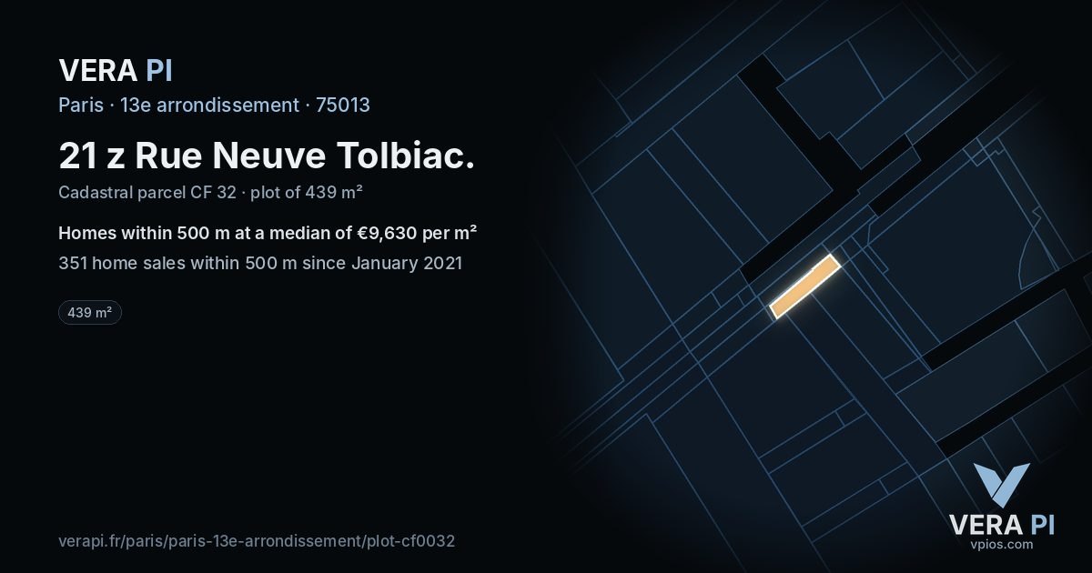 21 z Rue Neuve Tolbiac, 13e arrondissement at night – the plot lit, the parcels around coloured by the prices near them