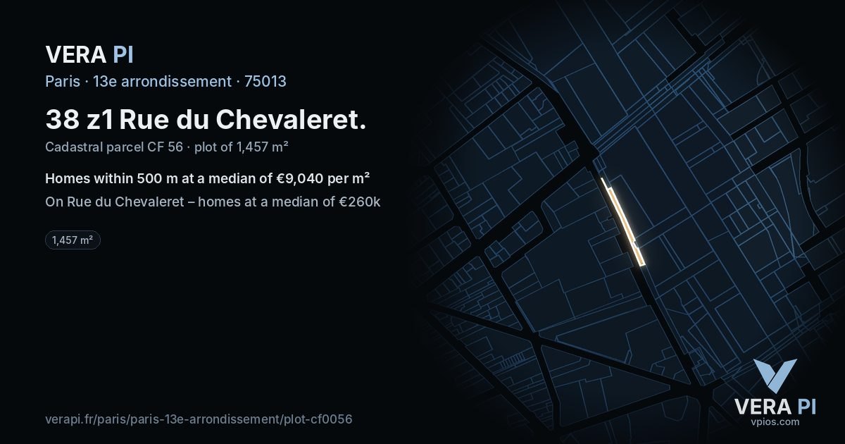 38 z1 Rue du Chevaleret, 13e arrondissement at night – the plot lit, the parcels around coloured by the prices near them