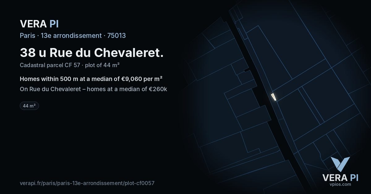 38 u Rue du Chevaleret, 13e arrondissement at night – the plot lit, the parcels around coloured by the prices near them