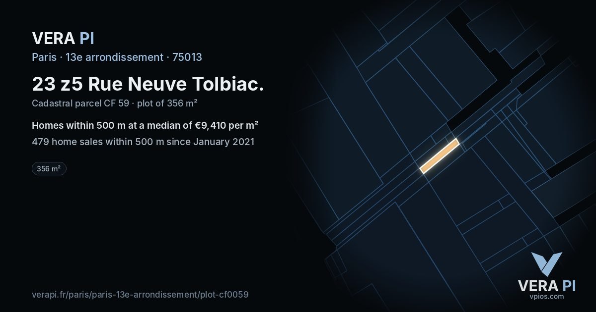 23 z5 Rue Neuve Tolbiac, 13e arrondissement at night – the plot lit, the parcels around coloured by the prices near them