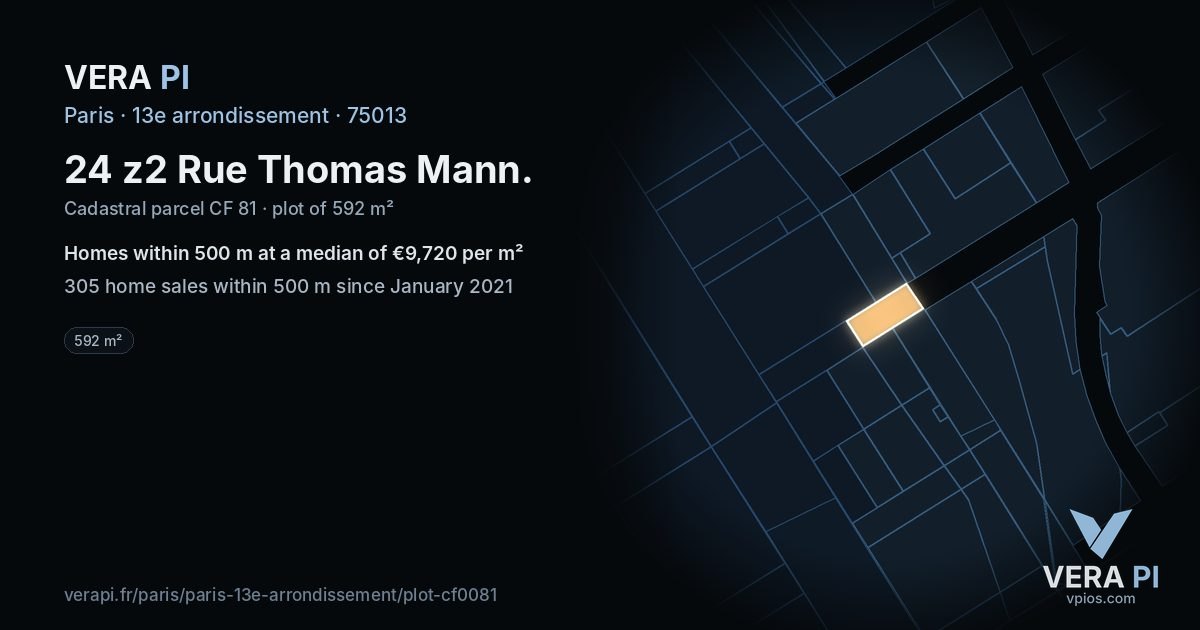 24 z2 Rue Thomas Mann, 13e arrondissement at night – the plot lit, the parcels around coloured by the prices near them