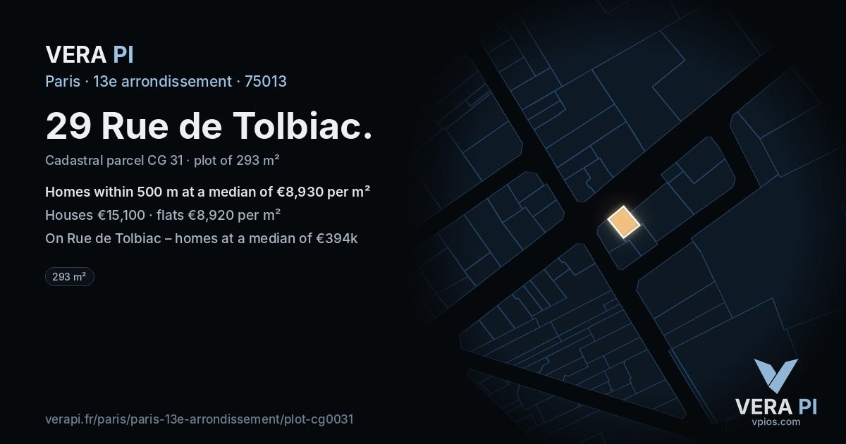 29 Rue de Tolbiac, 13e arrondissement at night – the plot lit, the parcels around coloured by the prices near them
