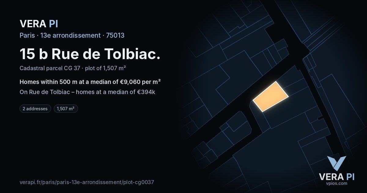 15 b Rue de Tolbiac, 13e arrondissement at night – the plot lit, the parcels around coloured by the prices near them