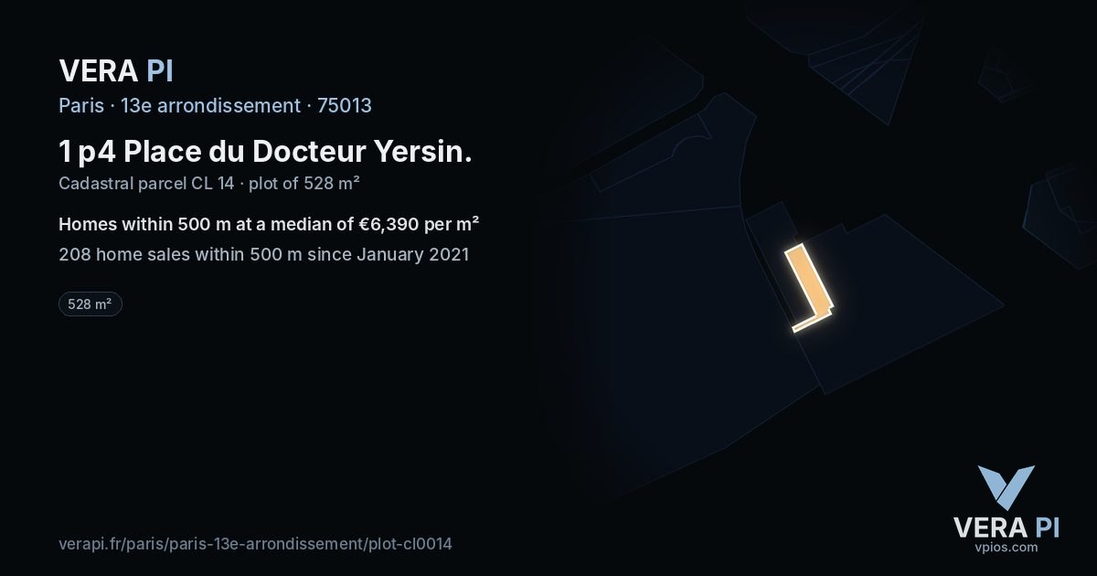 1 p4 Place du Docteur Yersin, 13e arrondissement at night – the plot lit, the parcels around coloured by the prices near them