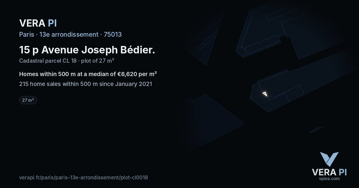15 p Avenue Joseph Bédier, 13e arrondissement at night – the plot lit, the parcels around coloured by the prices near them