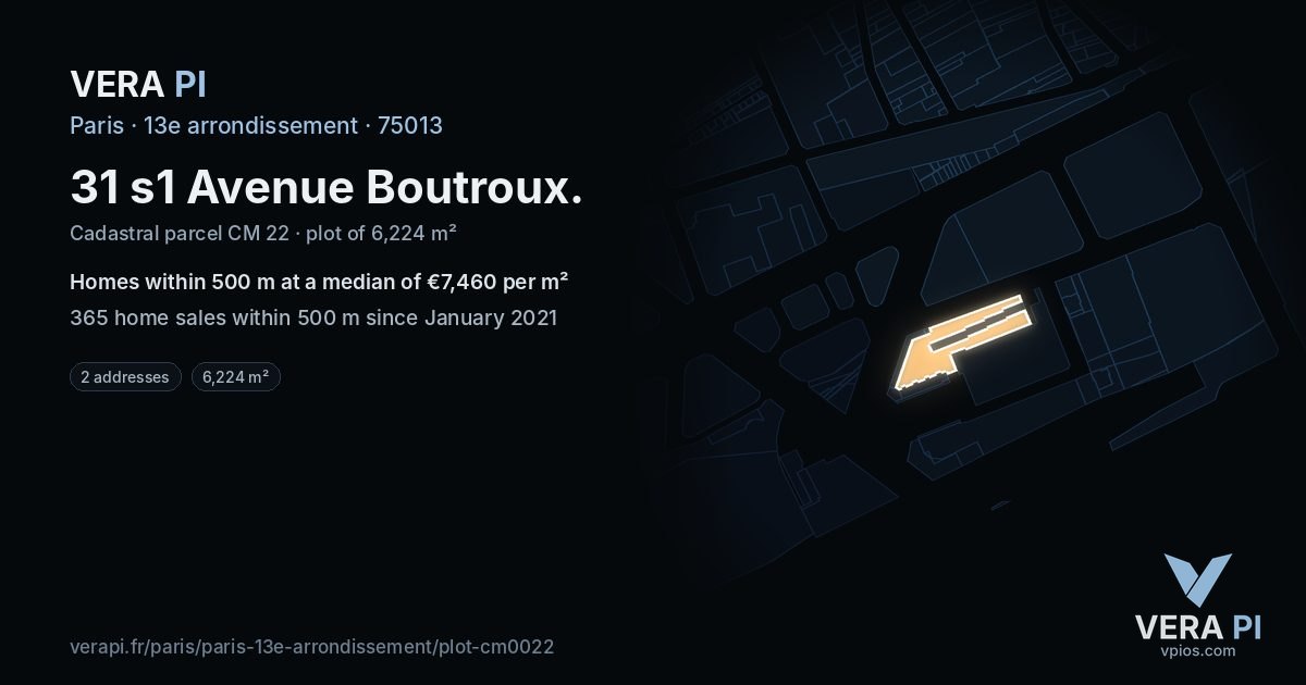 31 s1 Avenue Boutroux, 13e arrondissement at night – the plot lit, the parcels around coloured by the prices near them