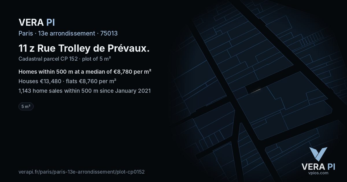 11 z Rue Trolley de Prévaux, 13e arrondissement at night – the plot lit, the parcels around coloured by the prices near them