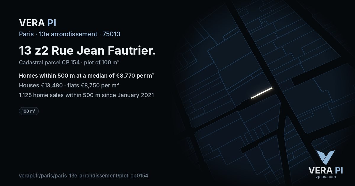 13 z2 Rue Jean Fautrier, 13e arrondissement at night – the plot lit, the parcels around coloured by the prices near them