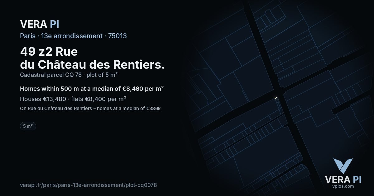 49 z2 Rue du Château des Rentiers, 13e arrondissement at night – the plot lit, the parcels around coloured by the prices near them