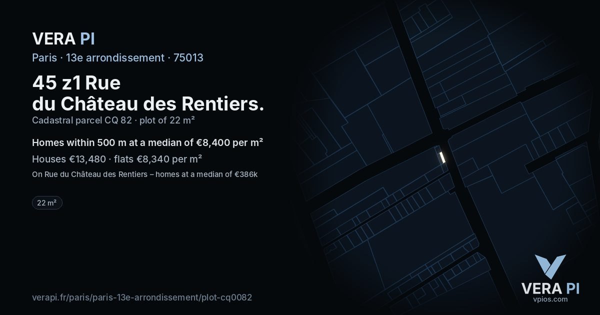45 z1 Rue du Château des Rentiers, 13e arrondissement at night – the plot lit, the parcels around coloured by the prices near them