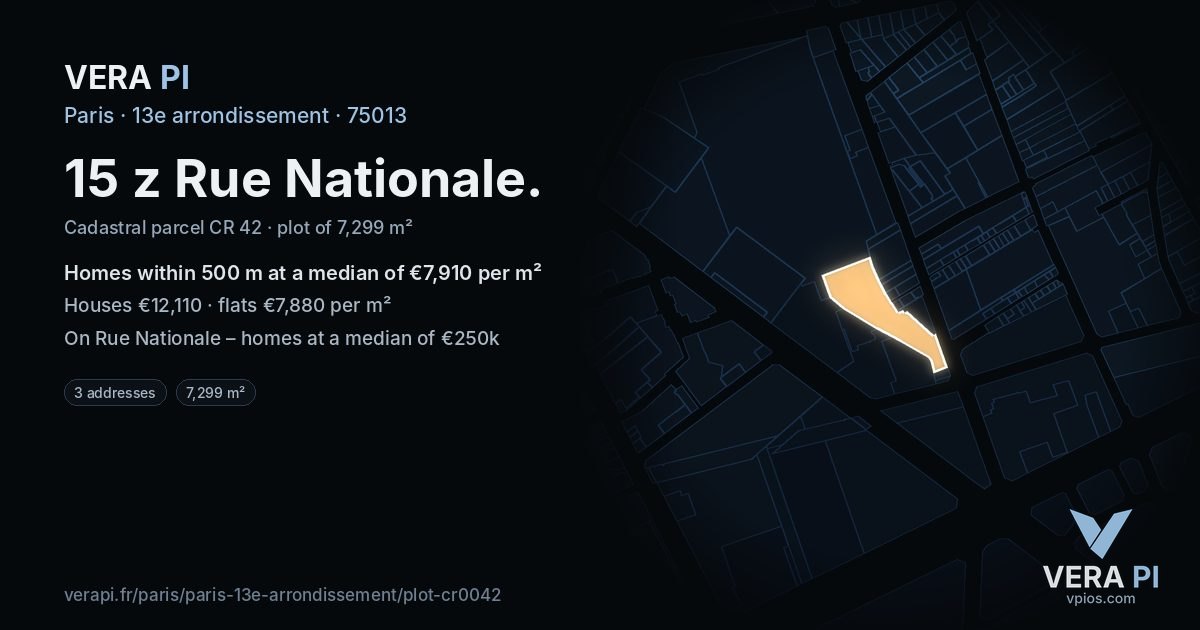 15 z Rue Nationale, 13e arrondissement at night – the plot lit, the parcels around coloured by the prices near them