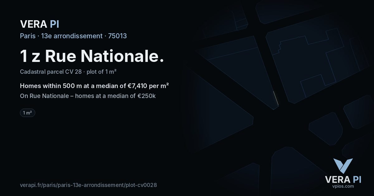 1 z Rue Nationale, 13e arrondissement at night – the plot lit, the parcels around coloured by the prices near them