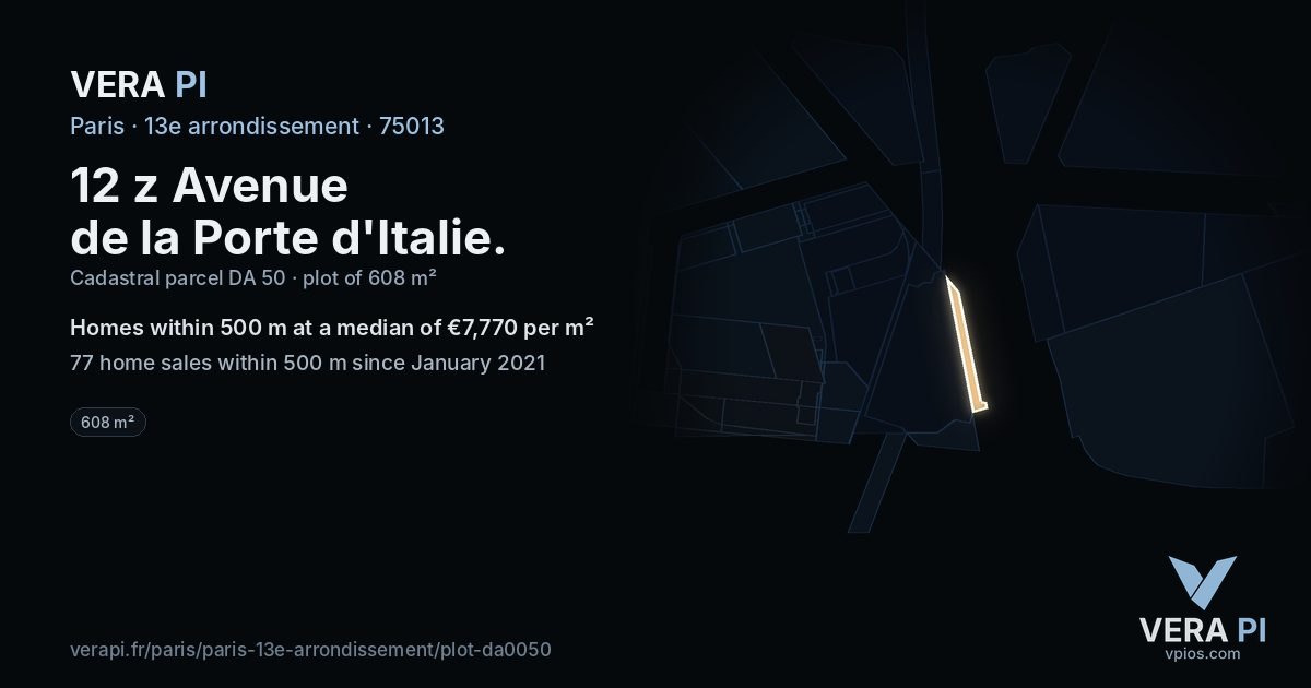 12 z Avenue de la Porte d'Italie, 13e arrondissement at night – the plot lit, the parcels around coloured by the prices near them