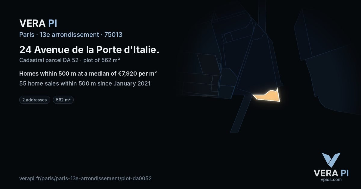 24 Avenue de la Porte d'Italie, 13e arrondissement at night – the plot lit, the parcels around coloured by the prices near them