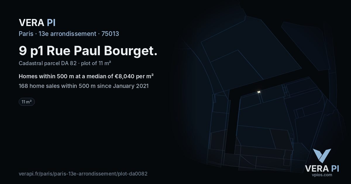 9 p1 Rue Paul Bourget, 13e arrondissement at night – the plot lit, the parcels around coloured by the prices near them