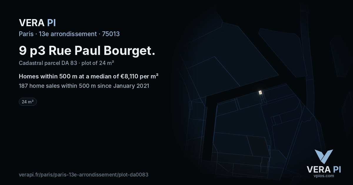 9 p3 Rue Paul Bourget, 13e arrondissement at night – the plot lit, the parcels around coloured by the prices near them