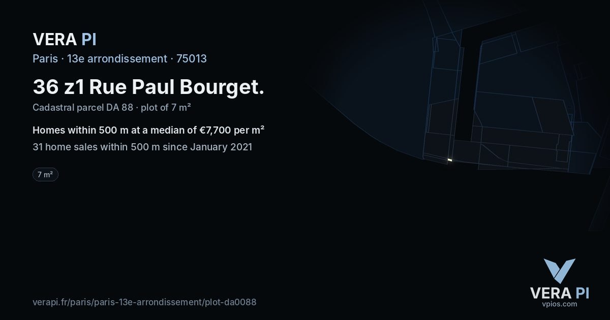 36 z1 Rue Paul Bourget, 13e arrondissement at night – the plot lit, the parcels around coloured by the prices near them