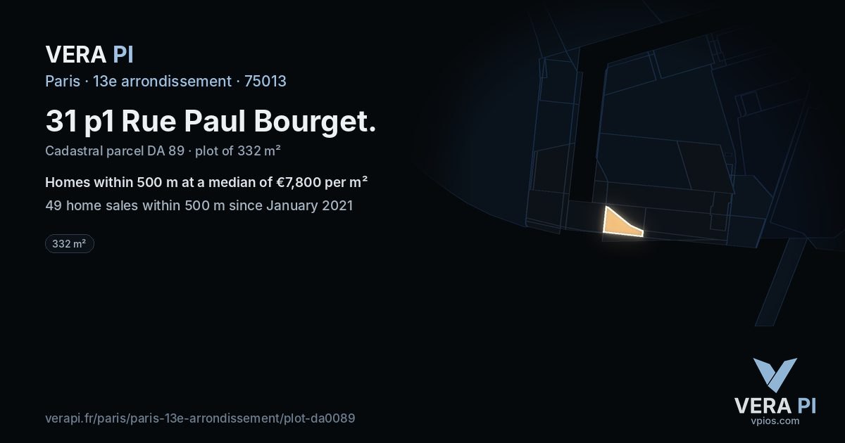 31 p1 Rue Paul Bourget, 13e arrondissement at night – the plot lit, the parcels around coloured by the prices near them