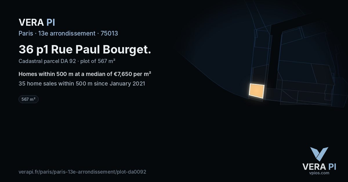 36 p1 Rue Paul Bourget, 13e arrondissement at night – the plot lit, the parcels around coloured by the prices near them