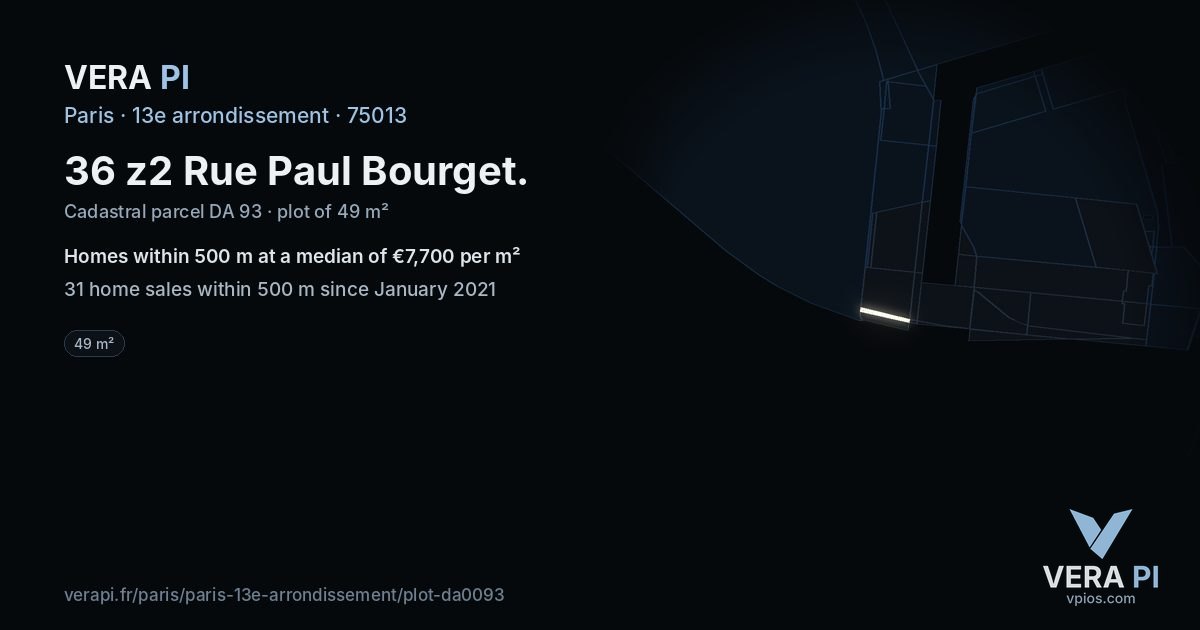 36 z2 Rue Paul Bourget, 13e arrondissement at night – the plot lit, the parcels around coloured by the prices near them