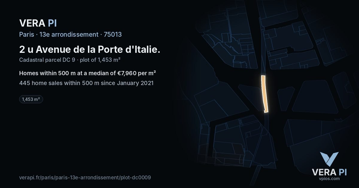 2 u Avenue de la Porte d'Italie, 13e arrondissement at night – the plot lit, the parcels around coloured by the prices near them