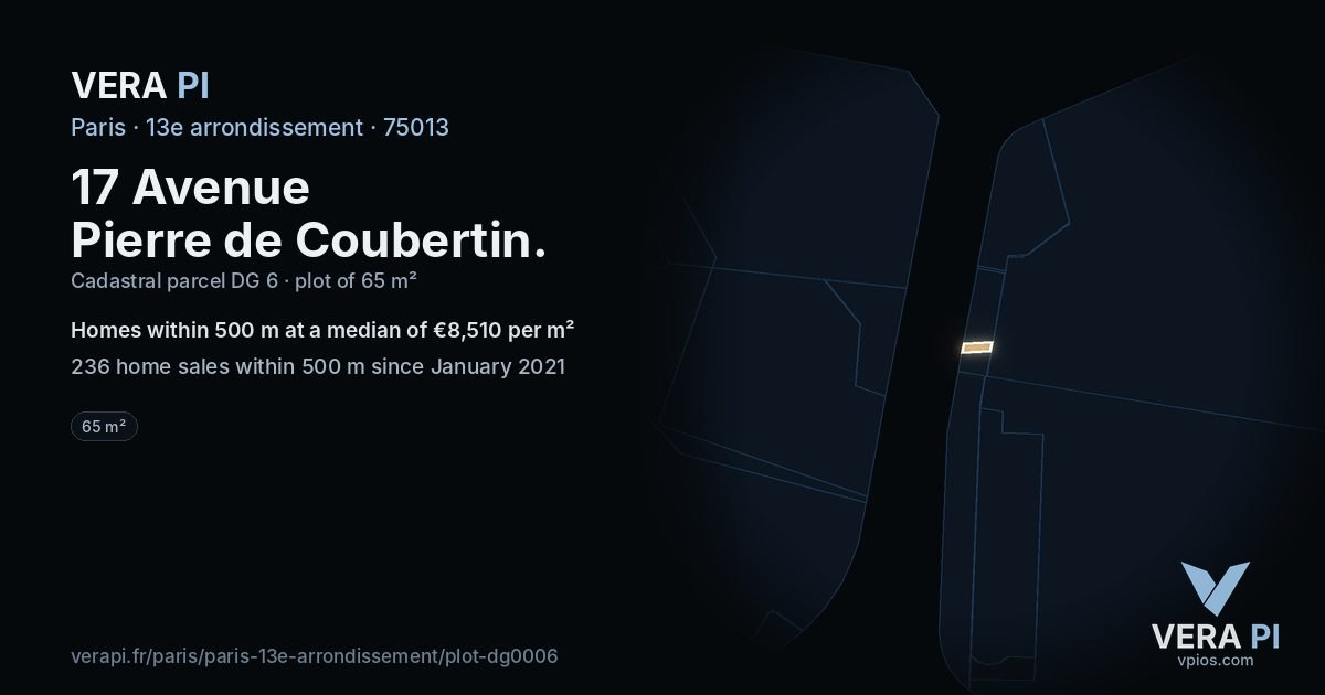 17 Avenue Pierre de Coubertin, 13e arrondissement at night – the plot lit, the parcels around coloured by the prices near them