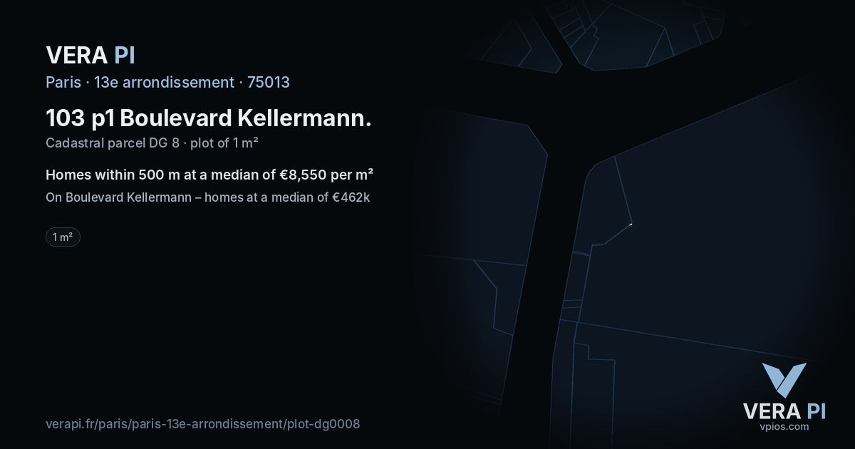 103 p1 Boulevard Kellermann, 13e arrondissement at night – the plot lit, the parcels around coloured by the prices near them