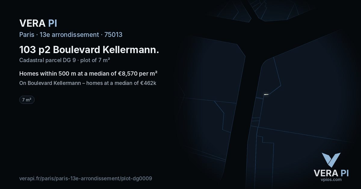 103 p2 Boulevard Kellermann, 13e arrondissement at night – the plot lit, the parcels around coloured by the prices near them