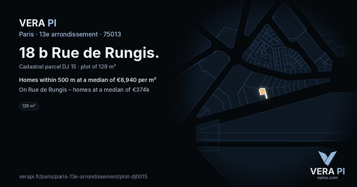 18 b Rue de Rungis, 13e arrondissement at night – the plot lit, the parcels around coloured by the prices near them