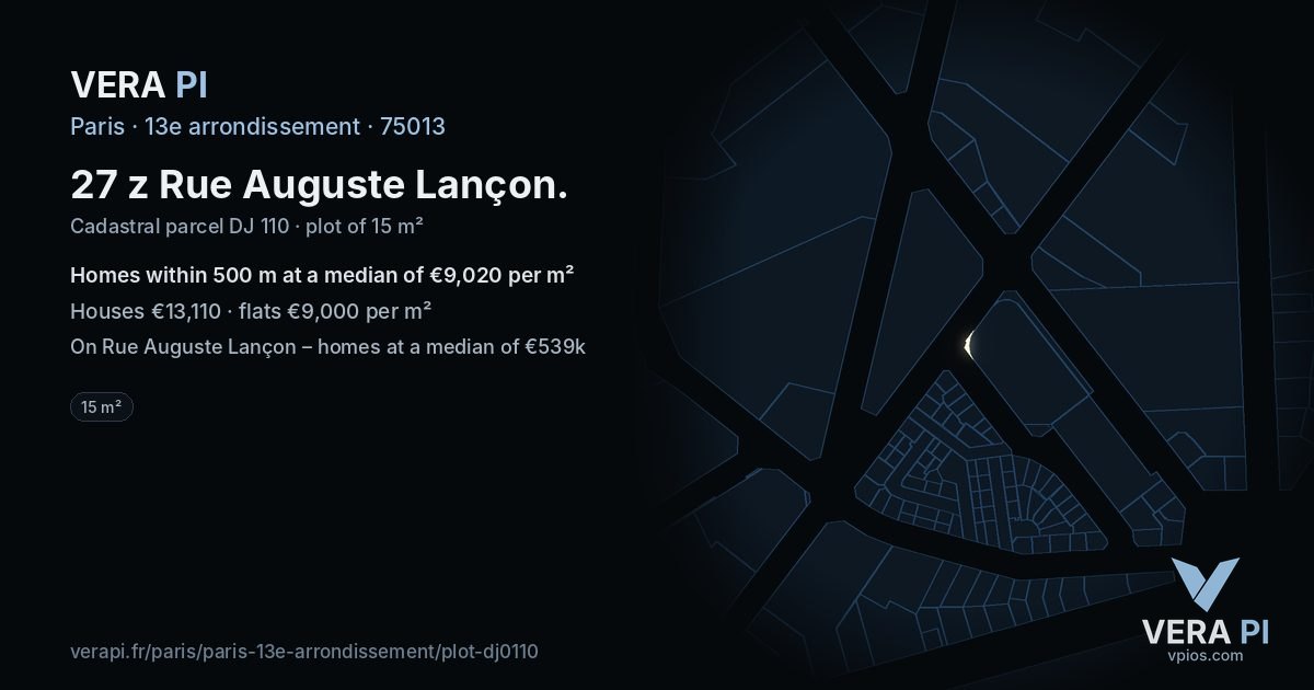 27 z Rue Auguste Lançon, 13e arrondissement at night – the plot lit, the parcels around coloured by the prices near them