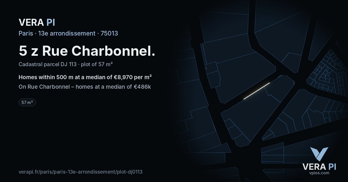 5 z Rue Charbonnel, 13e arrondissement at night – the plot lit, the parcels around coloured by the prices near them