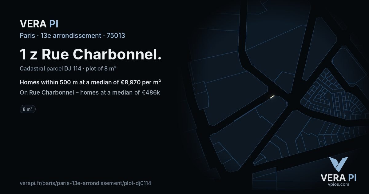 1 z Rue Charbonnel, 13e arrondissement at night – the plot lit, the parcels around coloured by the prices near them