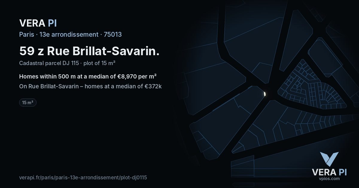 59 z Rue Brillat-Savarin, 13e arrondissement at night – the plot lit, the parcels around coloured by the prices near them