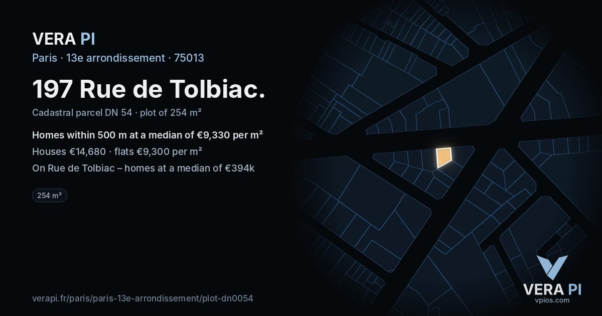197 Rue de Tolbiac, 13e arrondissement at night – the plot lit, the parcels around coloured by the prices near them