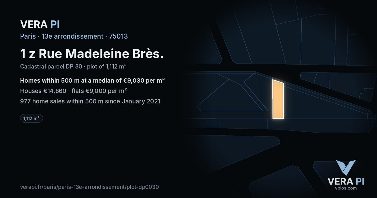 1 z Rue Madeleine Brès, 13e arrondissement at night – the plot lit, the parcels around coloured by the prices near them