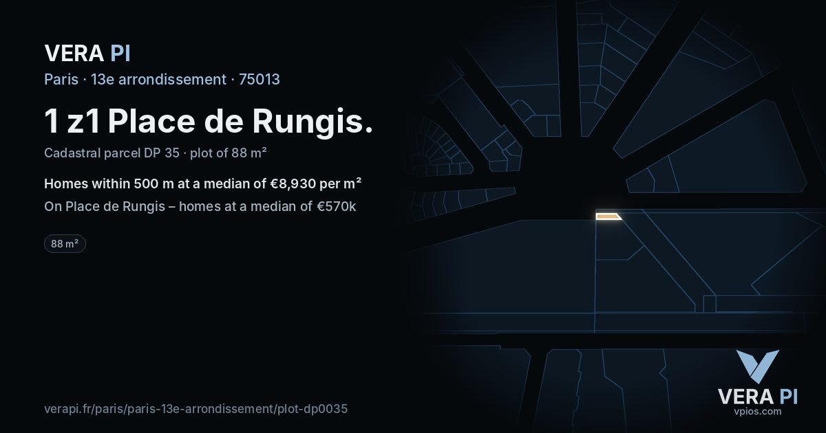 1 z1 Place de Rungis, 13e arrondissement at night – the plot lit, the parcels around coloured by the prices near them