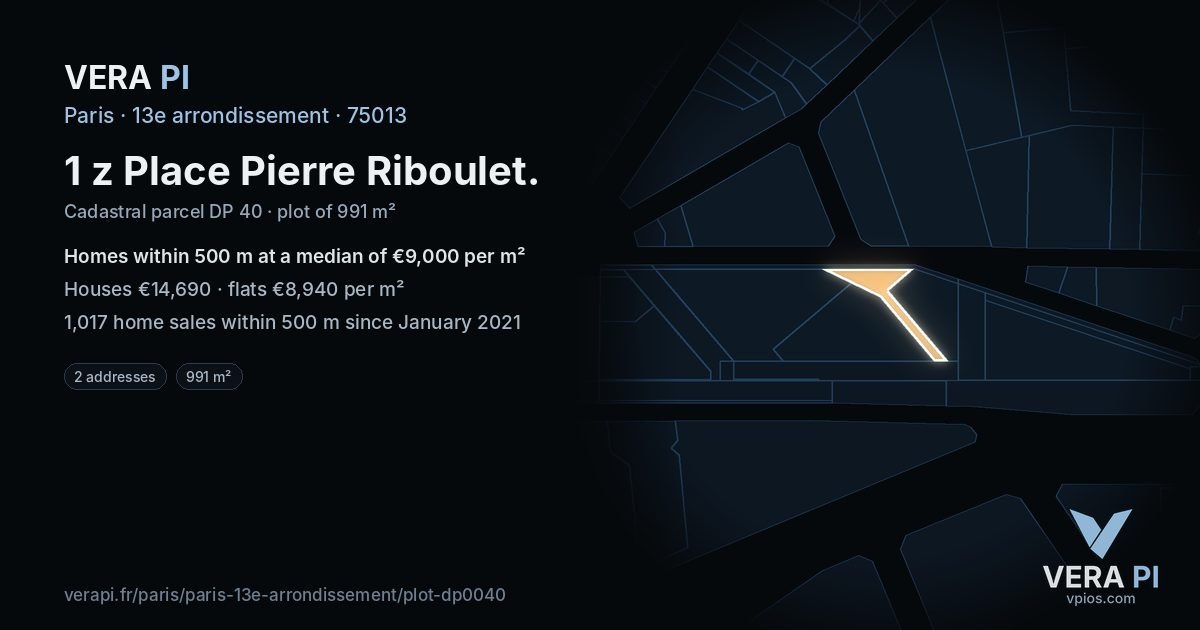 1 z Place Pierre Riboulet, 13e arrondissement at night – the plot lit, the parcels around coloured by the prices near them