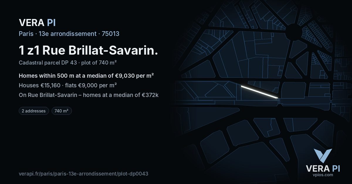 1 z1 Rue Brillat-Savarin, 13e arrondissement at night – the plot lit, the parcels around coloured by the prices near them