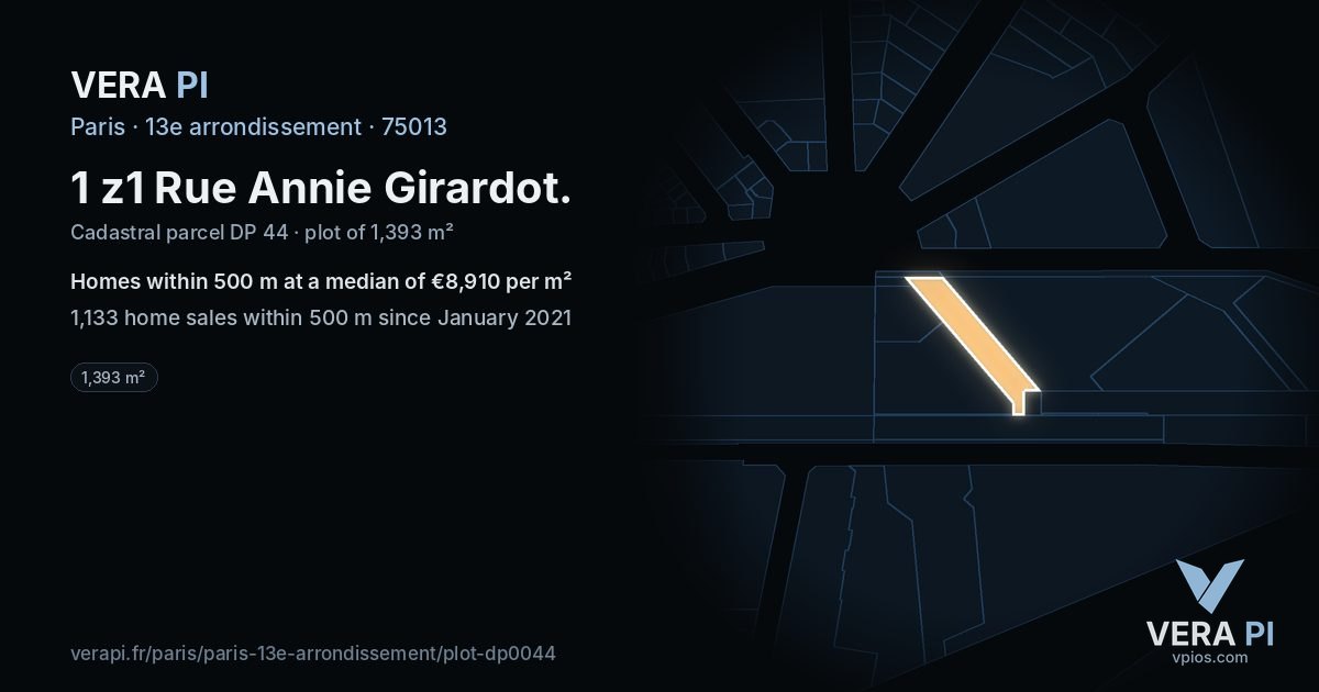 1 z1 Rue Annie Girardot, 13e arrondissement at night – the plot lit, the parcels around coloured by the prices near them