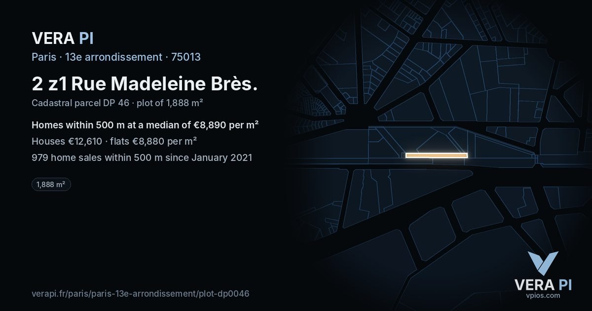 2 z1 Rue Madeleine Brès, 13e arrondissement at night – the plot lit, the parcels around coloured by the prices near them
