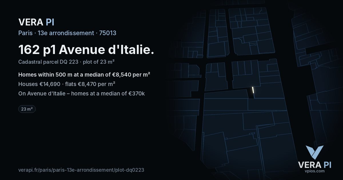 162 p1 Avenue d'Italie, 13e arrondissement at night – the plot lit, the parcels around coloured by the prices near them