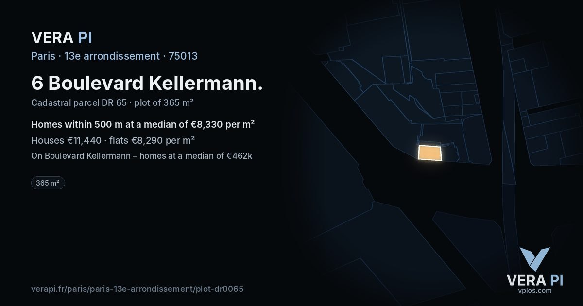 6 Boulevard Kellermann, 13e arrondissement at night – the plot lit, the parcels around coloured by the prices near them