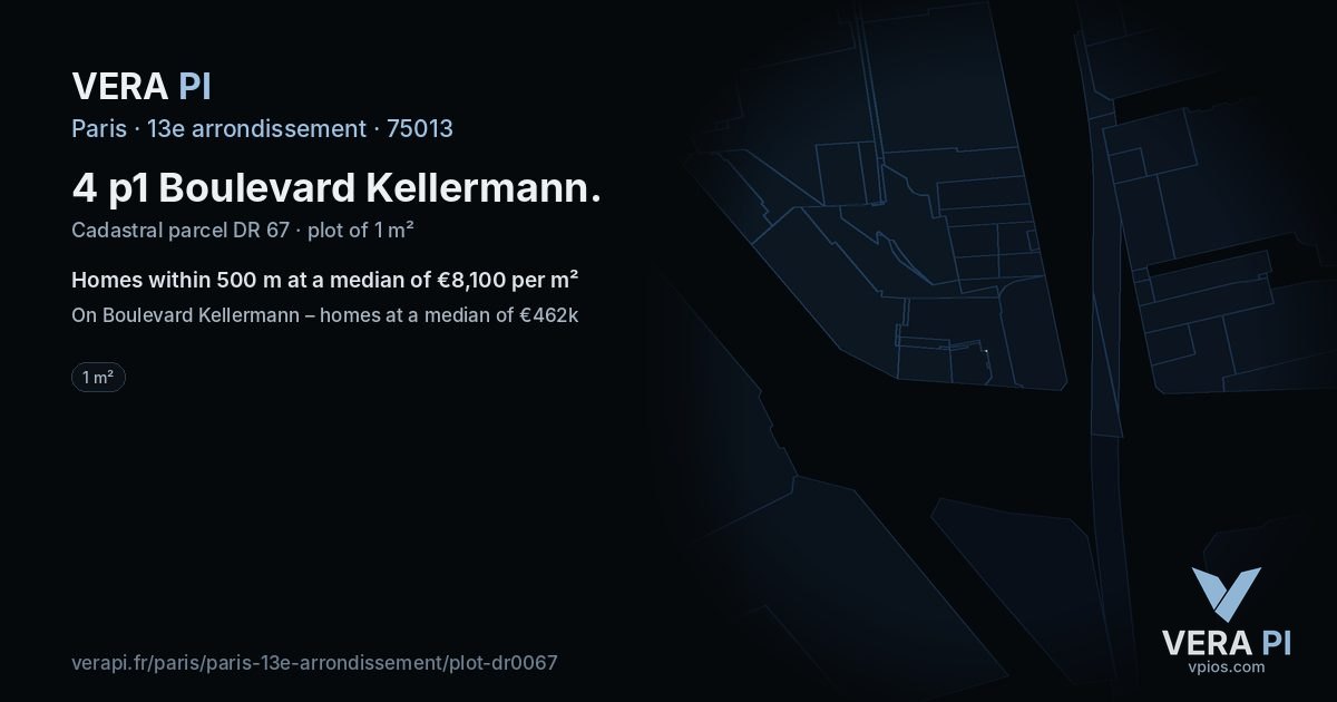 4 p1 Boulevard Kellermann, 13e arrondissement at night – the plot lit, the parcels around coloured by the prices near them