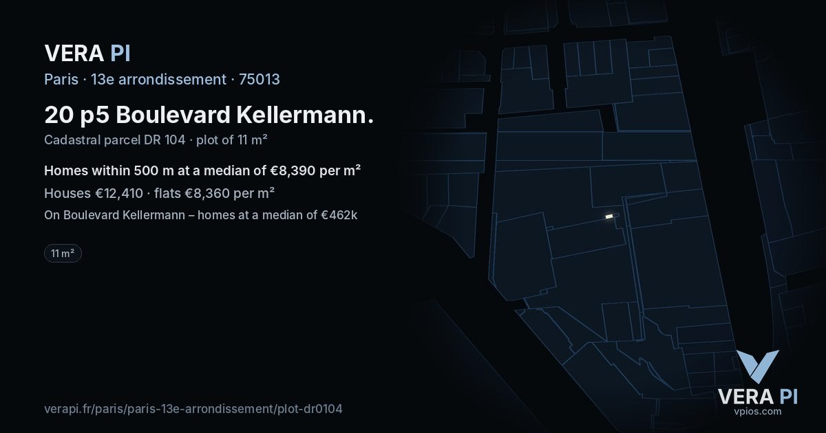 20 p5 Boulevard Kellermann, 13e arrondissement at night – the plot lit, the parcels around coloured by the prices near them