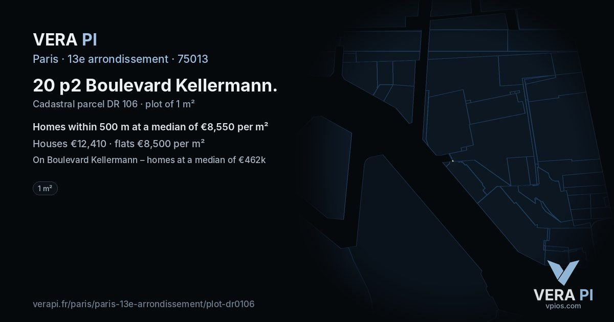 20 p2 Boulevard Kellermann, 13e arrondissement at night – the plot lit, the parcels around coloured by the prices near them